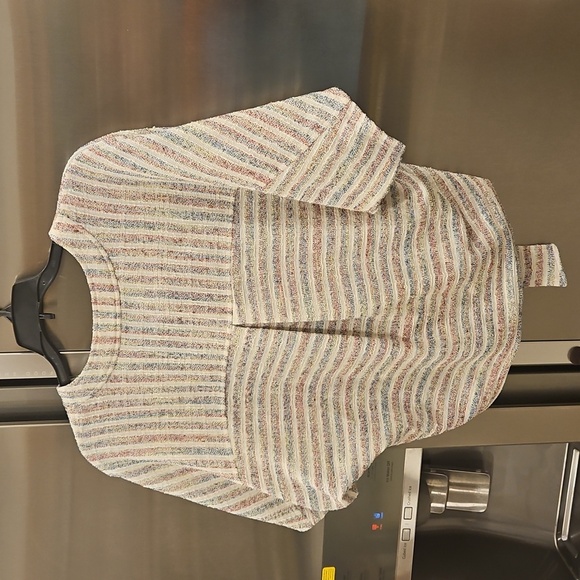 💕CURRENT AIR💕 Short Sleeve Button Front Tie Front Top ~ Striped NWT - Picture 2 of 8